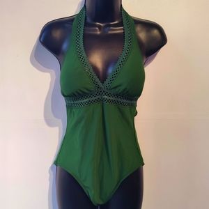 Robin Piccone Green Halter One Piece Swimsuit